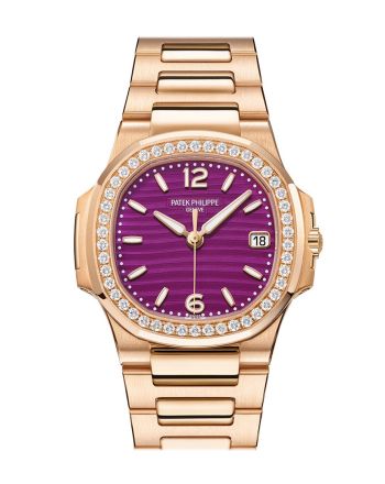 Patek Philippe Nautilus Diamonds Purple Dial Rose Gold Ladies Watch 7010/1R-013