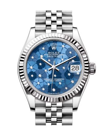 Rolex Datejust 31 Blue Floral Diamond Dial Fluted Bezel Jubilee Ladies Watch 278274 278274-0036