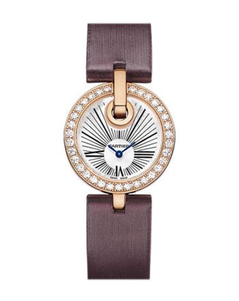 CARTIER PM Captive Silver Dial Diamond Brown Satin Strap Ladies Watch WG600007