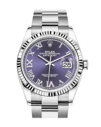 Rolex Datejust 36 Purple Roman VI and IX 24 Diamonds Dial Automatic Watch 126234