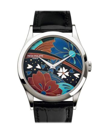 Patek Philippe Calatrava Enamel Artwork Dial Black Leather 5077P-097