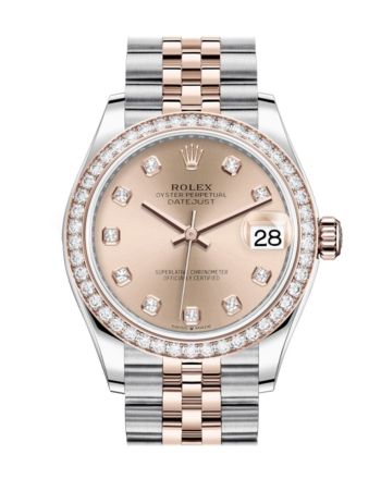 Rolex Datejust 31 Ros?? Diamonds Dial Diamond Bezel Rose Gold Two Tone Jubilee Watch 278381RBR 278381