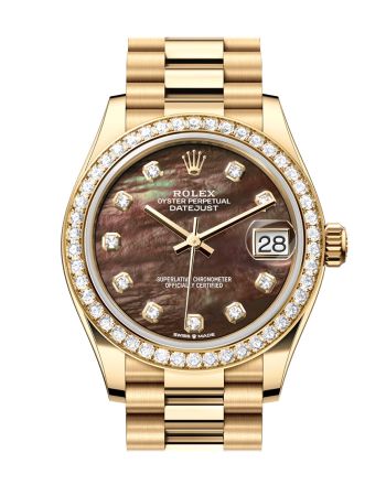 Rolex Datejust 31 Dark Mother of Pearl Diamond Dial Diamond Bezel Yellow Gold Ladies Watch 278288RBR 278288RBR-0032