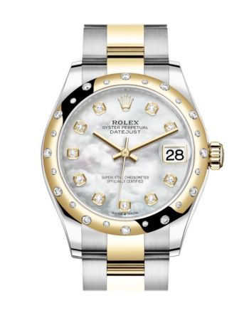 Rolex Datejust 31 White mother-of-pearl diamonds Dial Diamond Bezel Yellow Gold Two Tone Watch 278341RBR 278343 NP