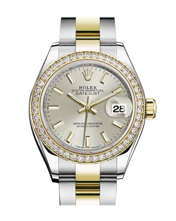 Rolex Datejust 28 Silver Dial Diamond Bezel Yellow Gold Ladies Watch 279383RBR 279383