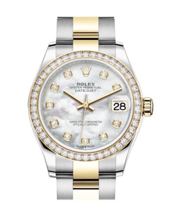 Rolex Datejust 31 White mother-of-pearl Diamonds Dial Diamond Bezel Yellow Gold Two Tone Watch 278383RBR 278383