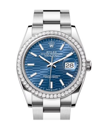 Rolex Datejust 36 Blue fluted Motif Dial Diamond Bezel Watch 126284RBR 126284RBR-0042