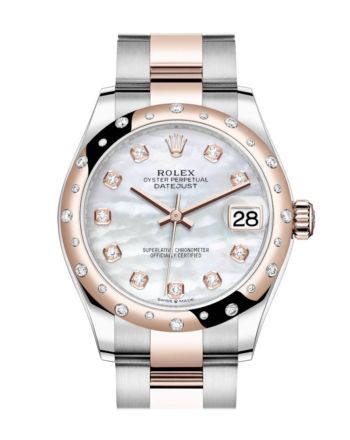 Rolex Datejust 31 White mother-of-pearl Diamonds Dial Diamond Bezel Jubilee Rose Gold Two Tone Watch 278341RBR 278341