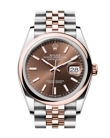 Rolex Datejust 36 Chocolate Dial Dome Rose Gold Two Tone Jubilee Watch 126201