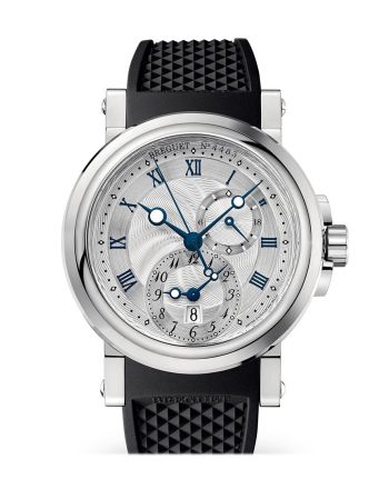 Breguet Marine Dual Time Silver Dial Black Rubber Men's Watch 5857ST125ZU