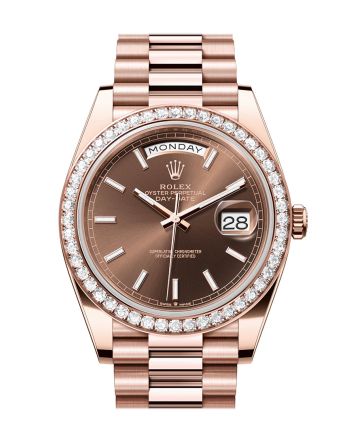 Rolex Day-Date 40 Chocolate Dial Diamond Bezel 18K Everose gold President Men's Watch 228345RBR