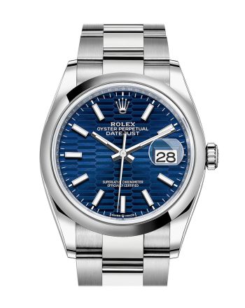 Rolex Datejust 36 Bright Blue Motif Dial fluted  Watch 126200