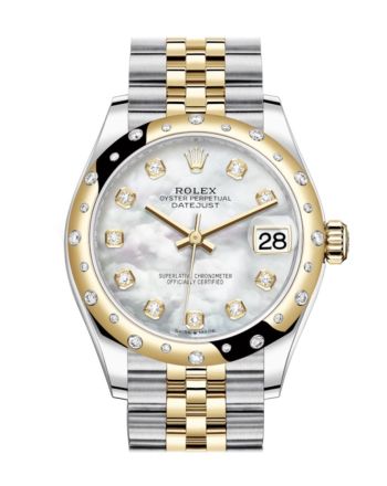 Rolex Datejust 31 White mother-of-pearl diamonds Dial Diamond Bezel Jubilee Yellow Gold Two Tone Watch 278341RBR 278343