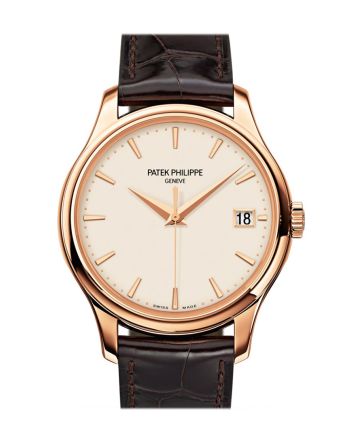 Patek Philippe Calatrava Mechanical Ivory Dial Leather Men's Watch 5227R-001