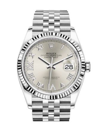 Rolex Datejust 36 Silver Roman VI and IX 24 Diamonds Dial Automatic Jubilee Watch 126234