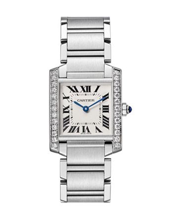 Cartier Tank Francaise Midsize Diamond Bezel Steel W4TA0009