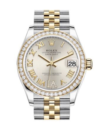 Rolex Datejust 31 Silver VI Diamonds Dial Diamond Bezel Yellow Gold Two Tone Jubilee Watch 278383RBR 278383