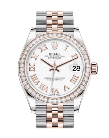 Rolex Datejust 31 White Dial Diamond Bezel Rose Gold Two Tone Jubilee Watch 278381RBR 278381