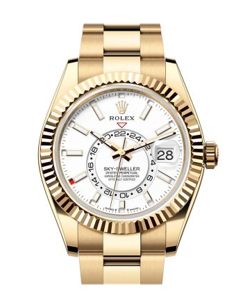 Rolex Sky Dweller 42 White Dial Yellow Gold Oyster Mens Watch 336938