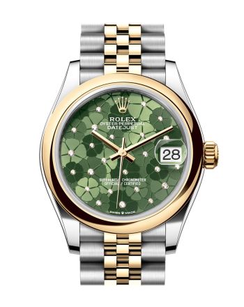 Rolex Datejust 31 Olive Green Floral Motif Dial Yellow Gold Steel Jubilee Ladies Watch 278243 278243-0032