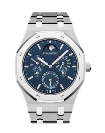 Audemars Piguet Royal Oak 41 Perpetual Calendar Ultra-Thin Titanium Blue Dial Platinum Bezel Titanium Watch 26586IP.OO.1240IP.01