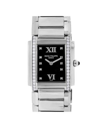 Patek Philippe Twenty-4 Black Dial Steel Diamond Ladies Watch 4910/10A-001