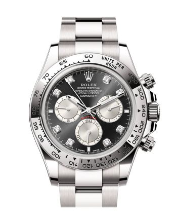 Rolex Daytona 40 Bright Black and Steel Diamond Dial Dial White Gold Mens Watch 126509