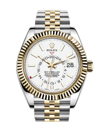 Rolex Sky Dweller White Dial 18K Yellow Gold Bezel Two Tone Jubilee  Men's Watch 326933