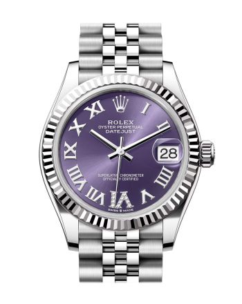 Rolex Datejust 31 Aubergine Dial Set Diamonds Roman Dial Fluted Bezel Jubilee Ladies Watch 278274 278274-0026