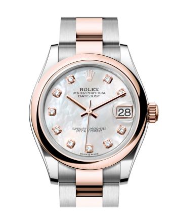 Rolex Datejust 31 White Mother Of Pearl Diamond Dial Rose Gold Steel Ladies Watch 278241 278241-0025