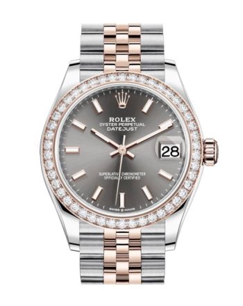 Rolex Datejust 31 Dark Rhodium Dial Diamond Bezel Rose Gold Two Tone Jubilee Watch 278381RBR 278381