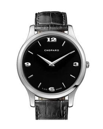 Chopard L.U.C Classic XP Black Dial White Gold Leather Men's Watch 161902-1001