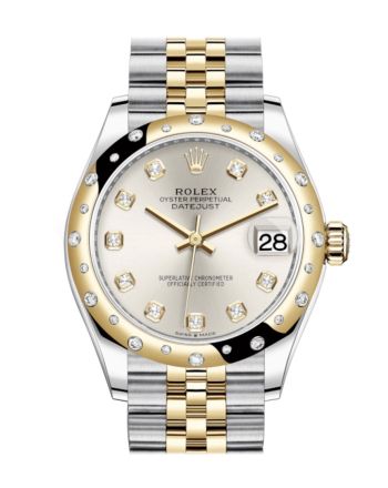 Rolex Datejust 31 Silver Diamonds Dial Diamond Bezel Jubilee Yellow Gold Two Tone Watch 278341RBR 278343 NP