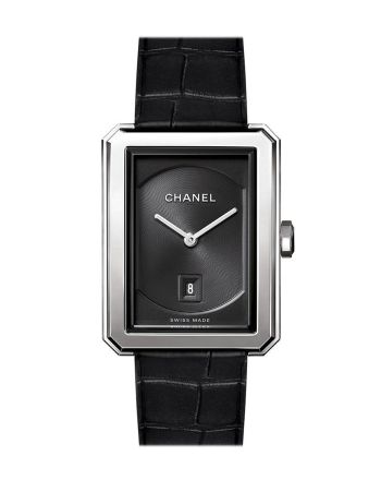 CHANEL Boy-Friend Black Guilloche Dial Ladies Watch H4884