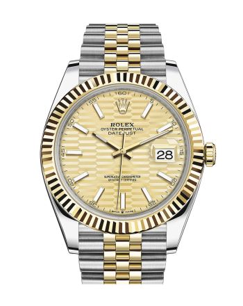 Rolex Datejust 41 Champagne Dial Fluted Bezel 18k Yellow Gold Jubilee Men's Watch 126333 126333-0022