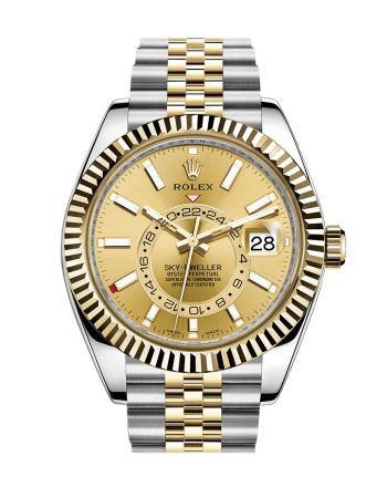 Rolex Sky Dweller Champagne Dial 18K Yellow Gold Bezel Two Tone Jubilee  Men's Watch 326933