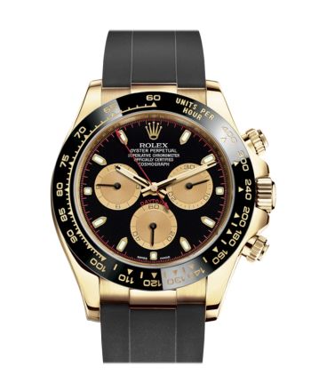 Rolex Cosmograph Daytona Black Champagne Yellow Gold Oysterflex Strap Mens Watch 116518LN 116518