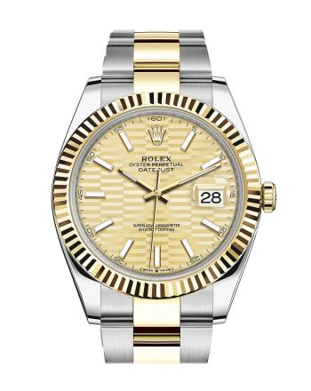 Rolex Datejust 41 Champagne Dial Fluted Bezel 18k Yellow Gold Oyster Men's Watch 126333 126333-0021