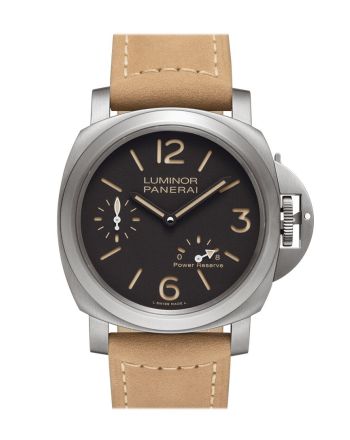 Panerai Luminor 8 Day Beige Leather Black Dial Watch PAM00797