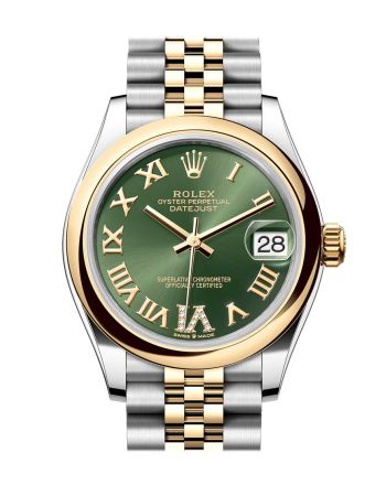 Rolex Datejust 31 Olive Green Roman diamond on 6 Dial Yellow Gold Steel Jubilee Ladies Watch 278243 278243-0016