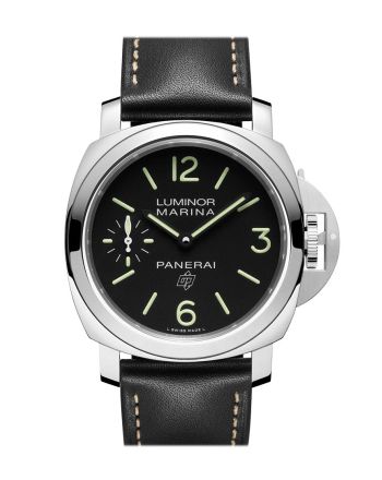 Panerai Luminor Marina Base 3 Day Black Leather Black Dial Watch PAM00776