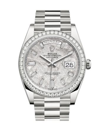 Rolex Day-Date 40 Meteorite Baguette Diamond Dial Diamond Bezel White Gold President Automatic Men's Watch 228349RBR 228349