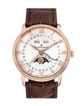 Blancpain Villeret Moonphase White Dial 18kt Rose Gold Brown Leather Men's Watch 6654-3642-55B