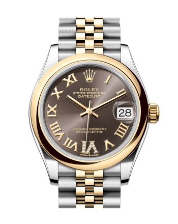 Rolex Datejust 31 Dark Grey Roman Diamond on 6 Dial Yellow Gold Steel Jubilee Ladies Watch 278243 278243-0018