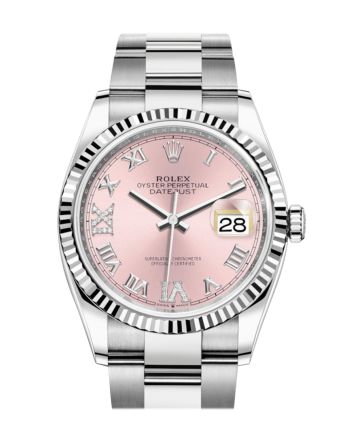 Rolex Datejust 36 Pink Roman VI and IX 24 Diamonds Dial Automatic Watch 126234