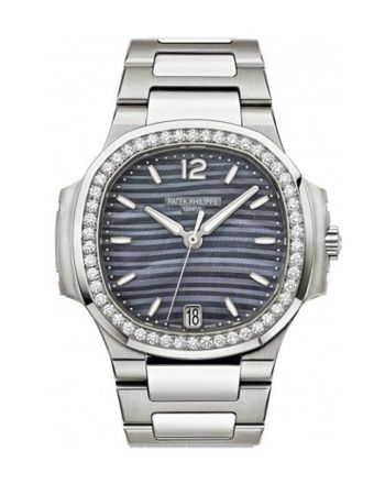 Patek Philippe Nautilus Blue Tinted Mother Of Pearl Dial Ladies Diamond Watch 7018/1A-010