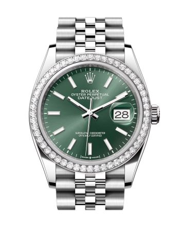 Rolex Datejust 36 Green Dial Diamond Bezel Jubilee Watch 126284RBR 126284RBR-0043