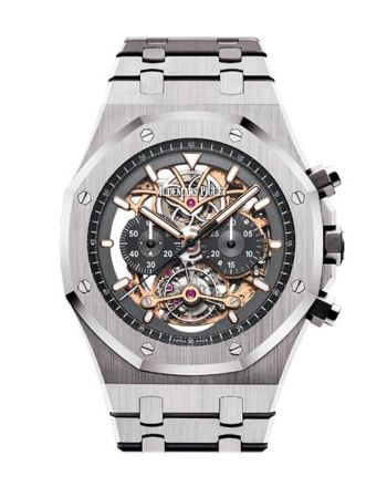 Audemars Piguet Royal Oak Tourbillon 44mm Chronograph Openworked Rhodium Dial Titanium Mens Watch 26347TI.OO.1205TI.01