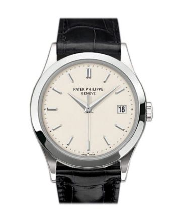 Patek Philippe Calatrava Opaline White Dial 18kt White Gold Men's Watch 5296G-010