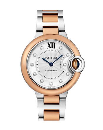 Cartier Ballon Bleu 33MM Diamond Dial Steel Rose Gold W3BB0006